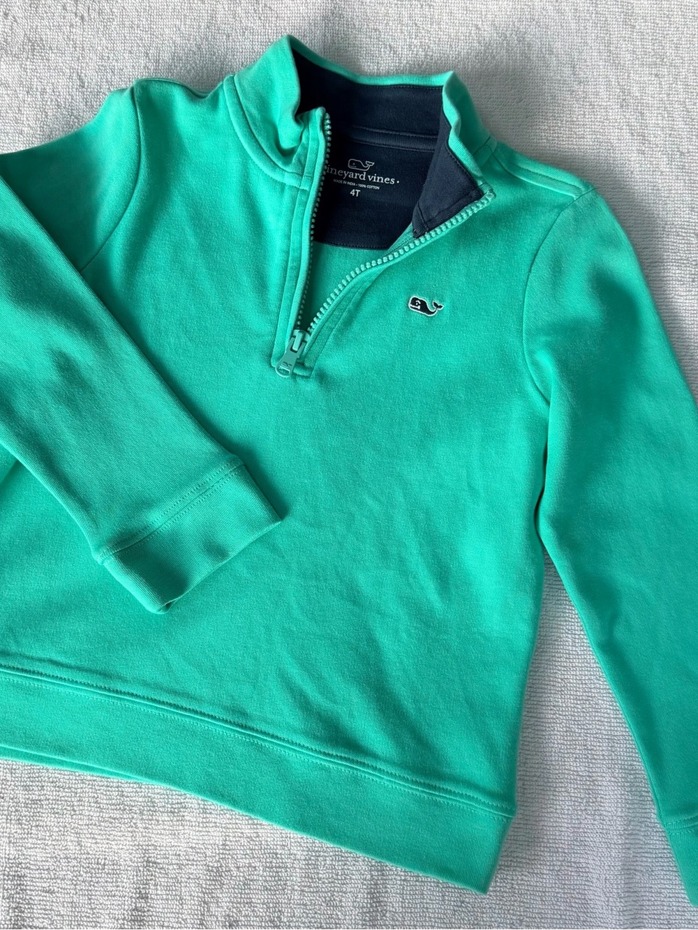 Vineyard Vines Kids' Teal 1/4 Zip Pullover with Whale Logo